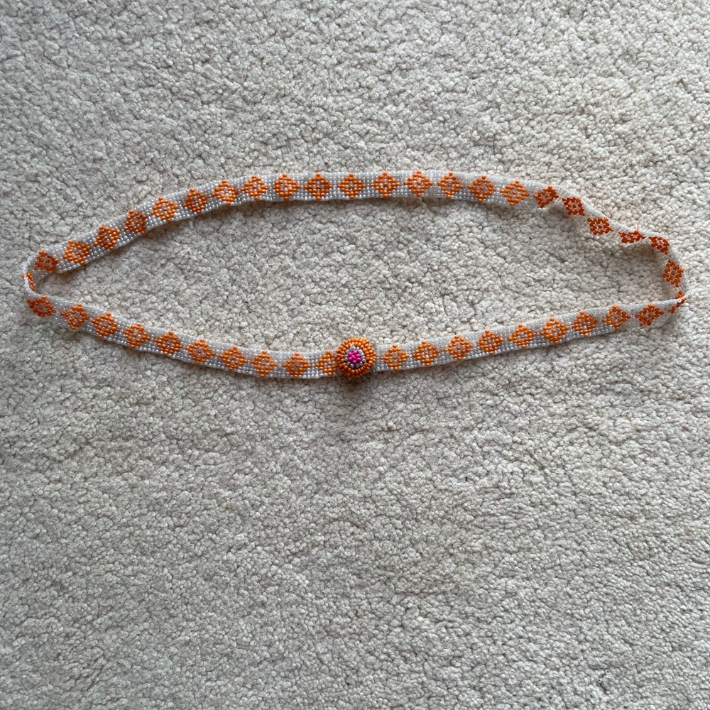 Orange & White Beaded Belt
